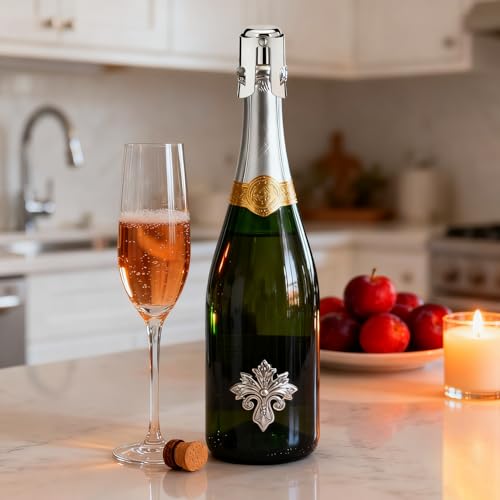Two champagne stoppers arranged on a table
