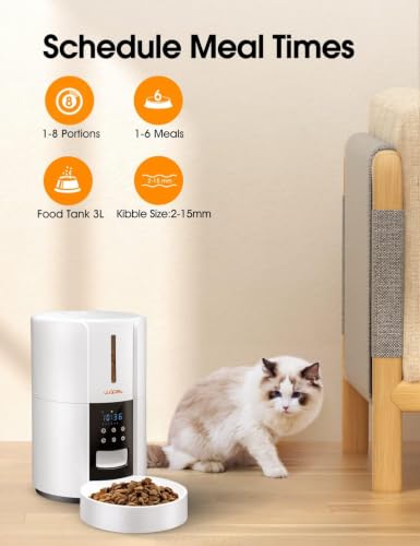 White automatic cat feeder storage hopper