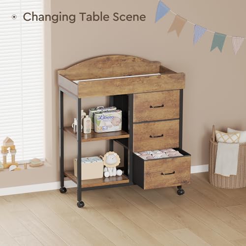 Rustic brown finish of YeTom baby dresser