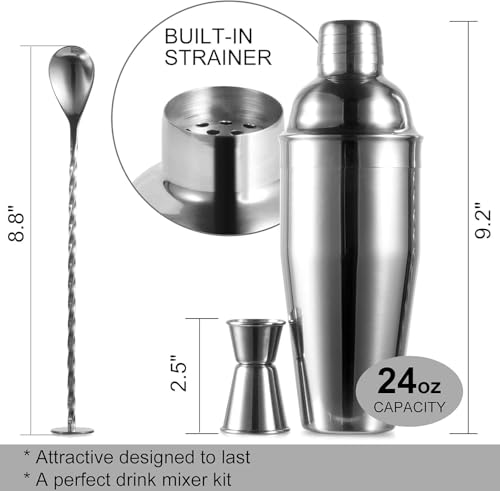 Professional WPHUAW drink shaker with integrated strainer