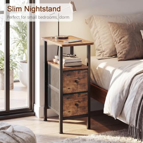 Rustic brown top and black frame of LOAKEKEL side table