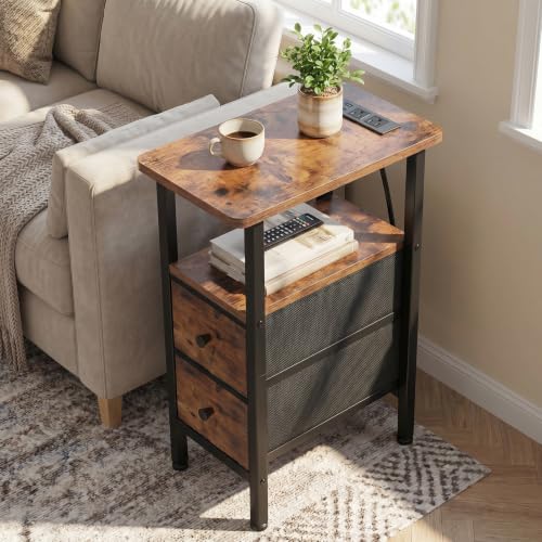 Compact furniture piece with fabric storage drawer