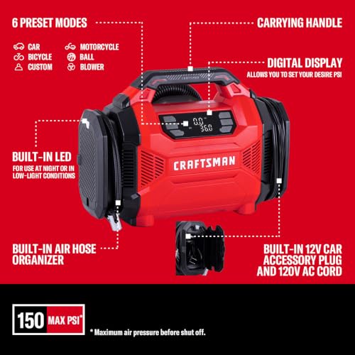 Side profile of red CRAFTSMAN inflator