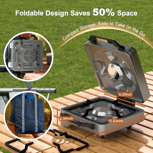 Compact folding camp stove storage view