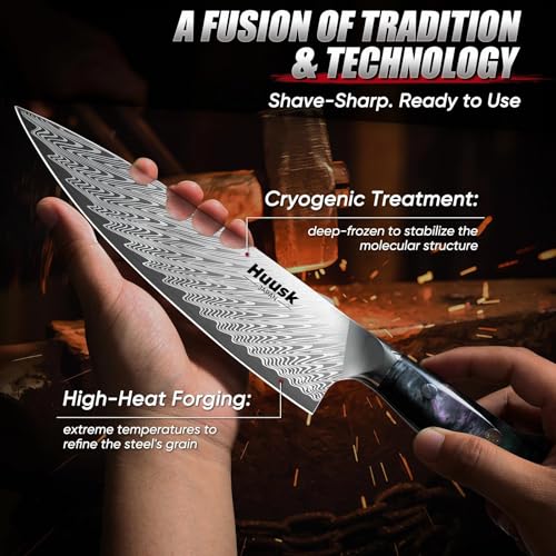 Ergonomic resin handle of Huusk kitchen knife
