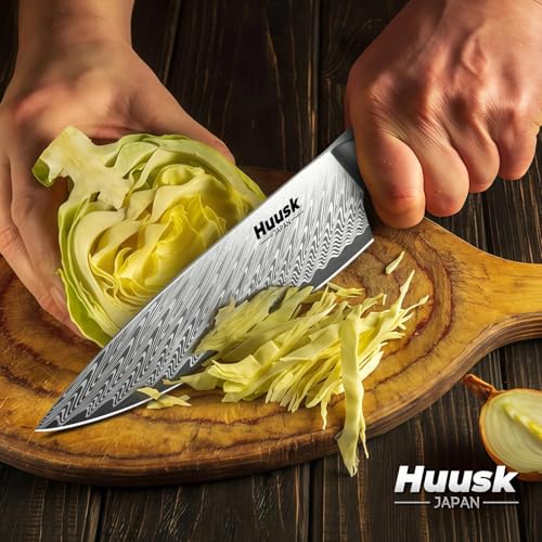 Full-tang Huusk knife with sunflower mosaic rivet