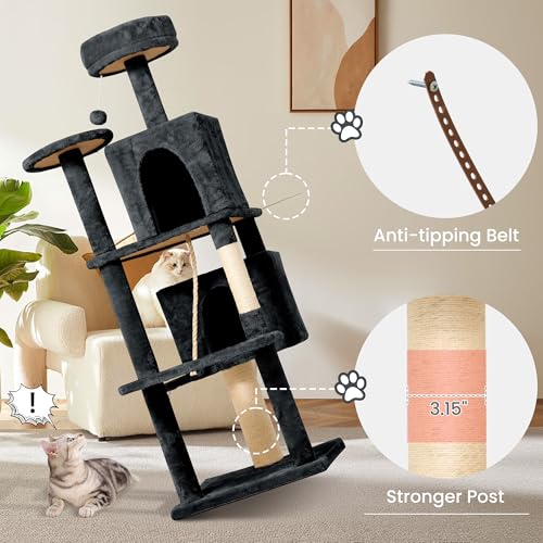Sisal rope scratching posts on TSCOMON tower