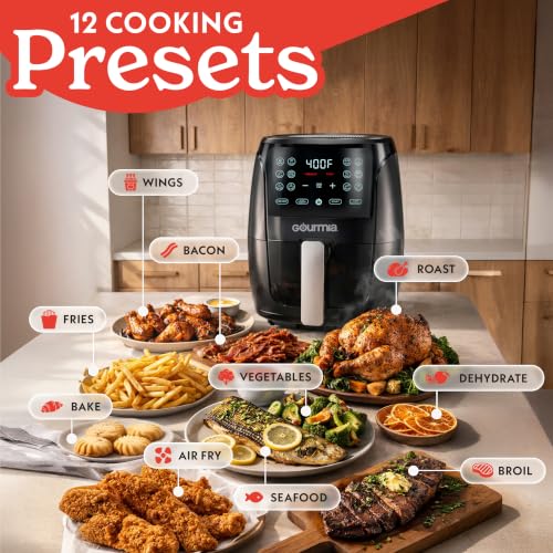 Top view of Gourmia 4 Qt Air Fryer digital interface