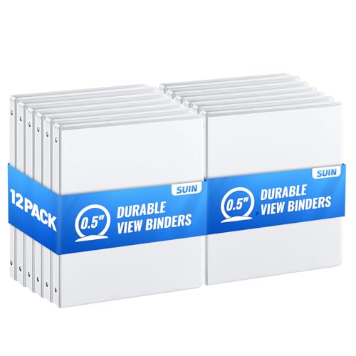 SUIN 12 pack 0.5-inch binders front view