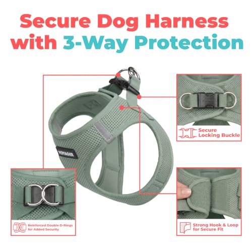Side view of small moss green dog harness