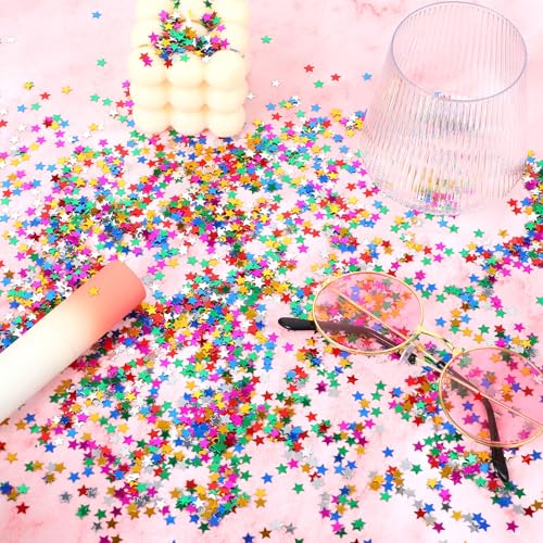 Close up of 5mm multicolor star sequins