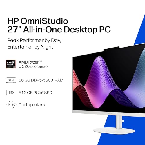 Side profile of HP OmniStudio 27-inch desktop