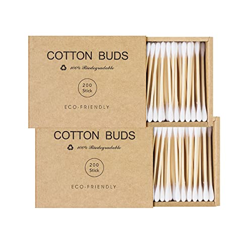 Kiemeu Bamboo Cotton Swabs 400 count box