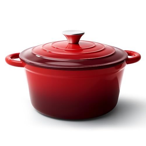 Fijinhom 6 Quart red Dutch oven
