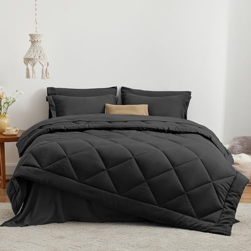 Close-up view of the black comforter fabric texture
