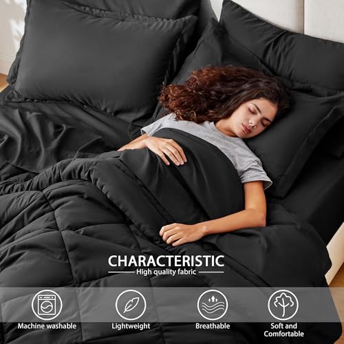 Full bedding set displayed on a bed frame