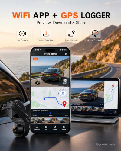 Ecomoment dash cam mounted in a vehicle