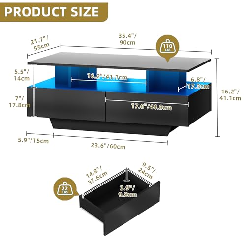 Modern high-gloss coffee table with LED lighting