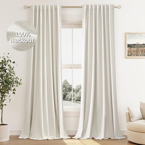 Guken Cream Linen Blackout Curtains set