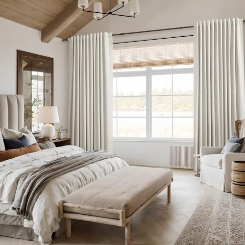 Guken linen curtains draped in a bedroom