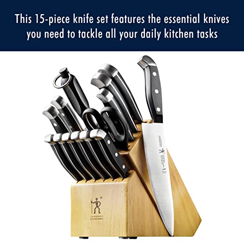 Henckels 15-piece kitchen knife set layout
