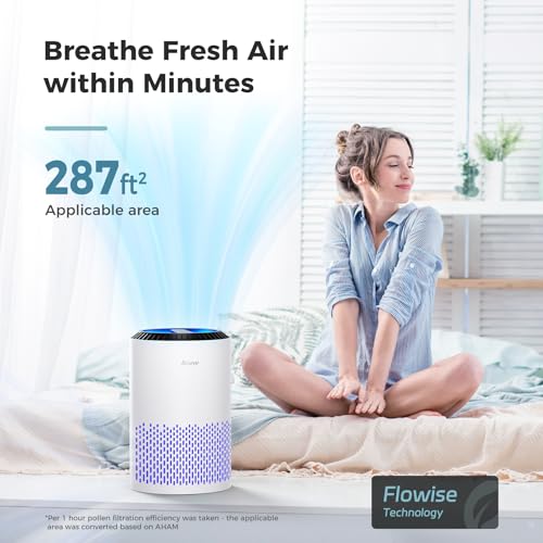 AROEVE white air purifier side profile