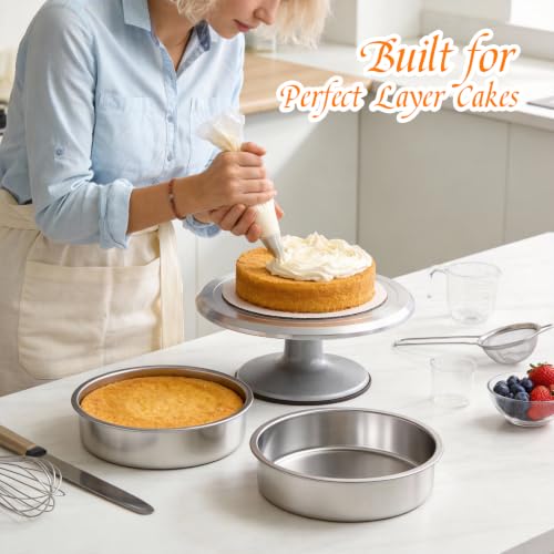 Stacked Tifanso stainless steel cake pans
