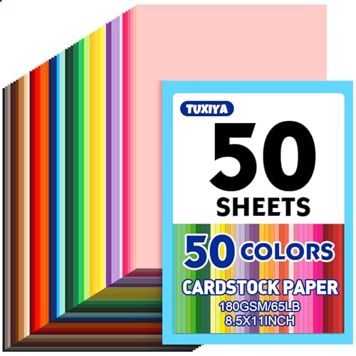 TUXIYA 50 sheets colored cardstock stack