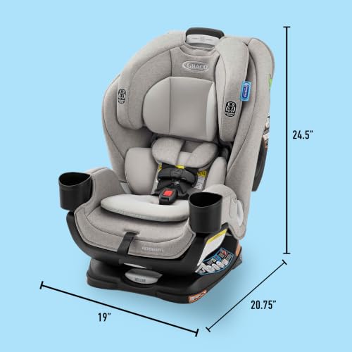 Safety labels and harness details on Graco seat