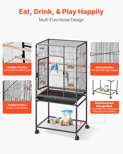 Four swivel casters on the VEVOR bird cage base