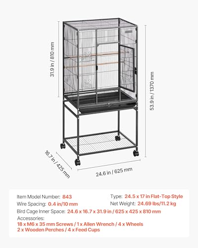 Interior view of the bird flight cage layout