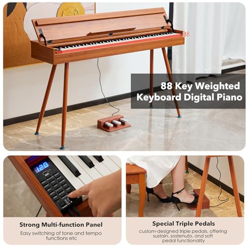 Rear view showing connectivity ports on KUMENG piano