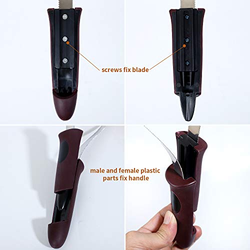 Burgundy shedding tool held for large area grooming