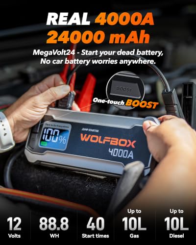 WOLFBOX MegaVolt24 portable jump starter side profile