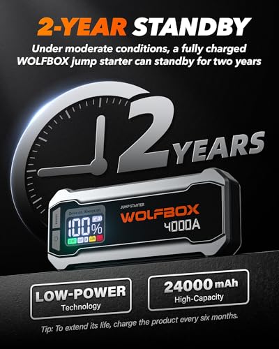 WOLFBOX jump starter silver finish detail