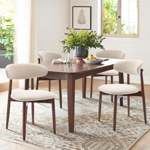 COLAMY Wooden Dining Chairs Set of 4 beige front view