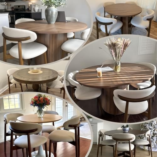 Side profile of COLAMY dining chair with wood legs