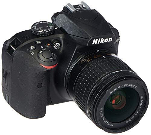 Nikon D3400 front view with 18-55mm lens