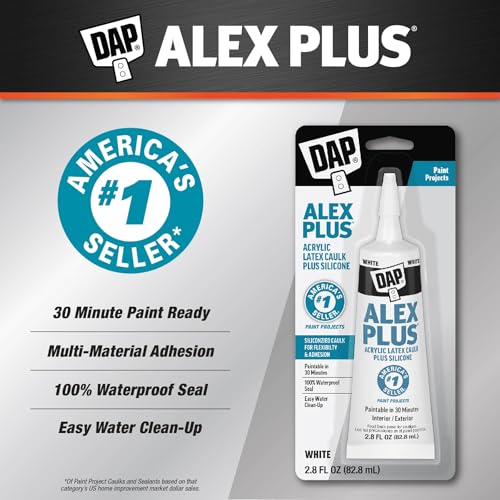 Back of 2.8 oz DAP caulk tube packaging