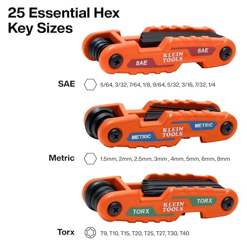 Orange handle of Klein Tools 70543 hex key set