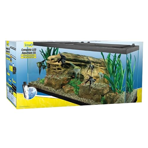 Tetra glass aquarium with hood open