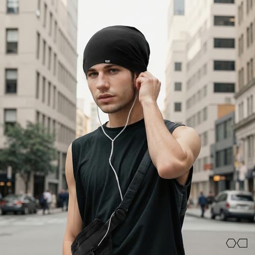 Black cooling cap flat lay