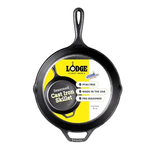 Top view of Lodge 10.25 inch cast iron skillet