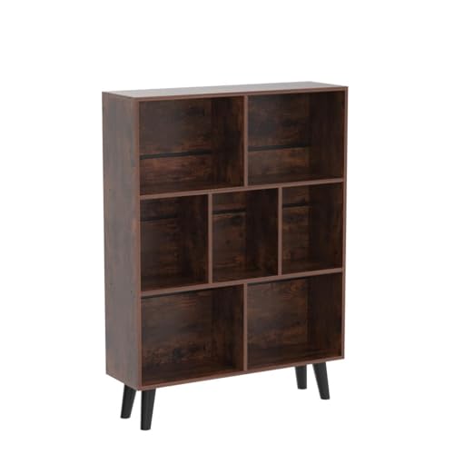 Cube storage shelves holding books and decor