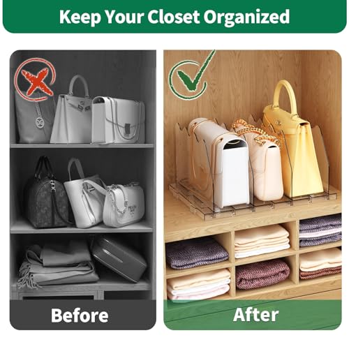 SPACEKEEPER Adjustable Shelf Divider for Closet in a bedroom setting
