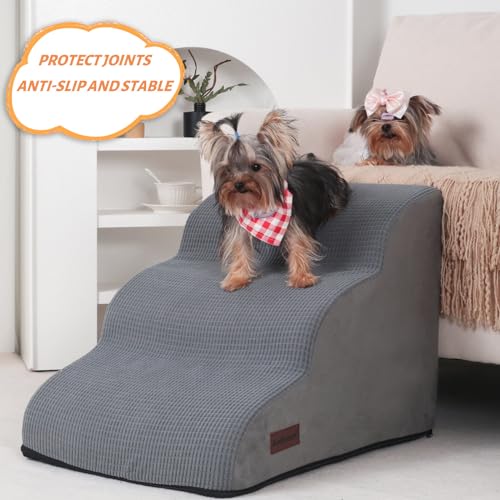 Grey pet stairs for small dogs