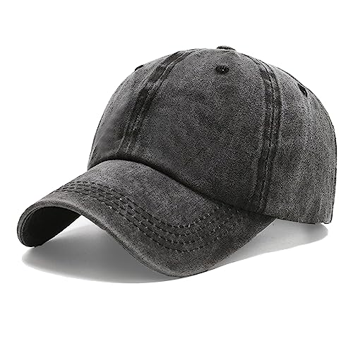 NPJY Baseball Cap front view in black washed cotton