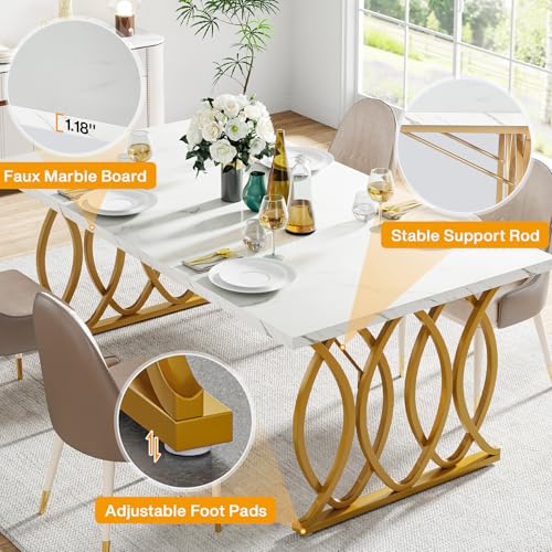 Kitchen scene featuring the Tribesigns white and gold table