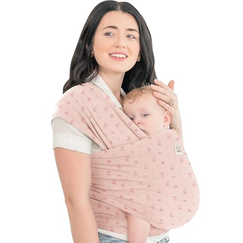 KeaBabies Baby Wrap Carrier in Pink Daisies