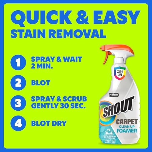 SHOUT stain remover being applied to carpet